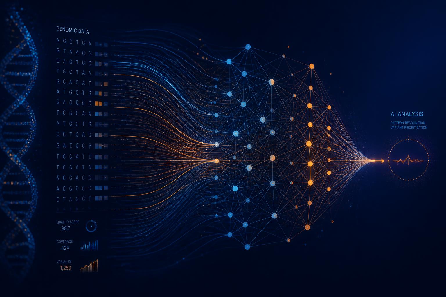 AI analyzing genomic sequencing data
